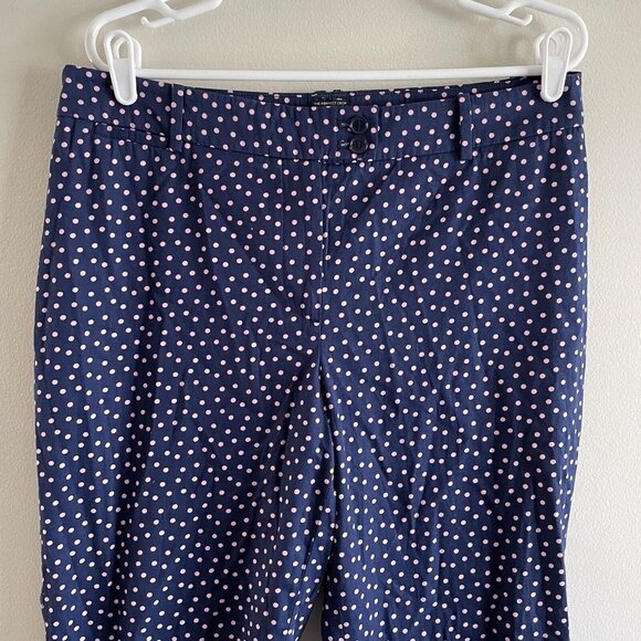 Talbots Women 12 Blue Pink Polka Dot Cotton Preppy Curvy The Perfect Crop Pants - Picture 4 of 9